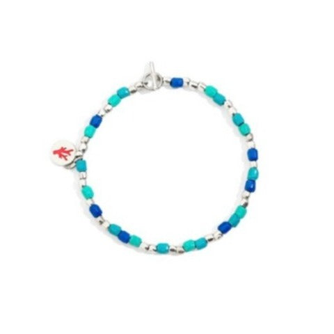 Bracelet Mini Granelli - Blue & Turquoise, Recycled Plastic & Coral