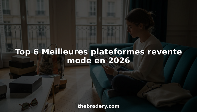 Installée confortablement sur son canapé, une femme parcourt les applis de seconde main à la recherche de nouvelles pièces de mode.