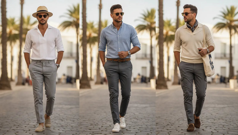 Comment porter le pantalon gris en été : idées de looks homme