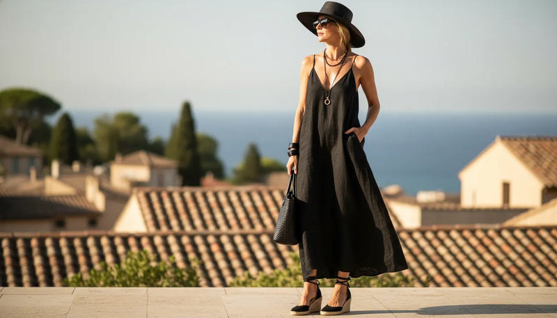 Comment porter le total look noir en été avec élégance