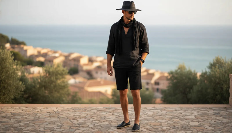 Look total noir homme en été : l'élégance du style monochrome