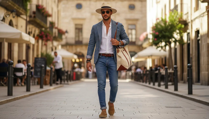 Porter le jean bleu avec style : idées de tenues pour homme cet été