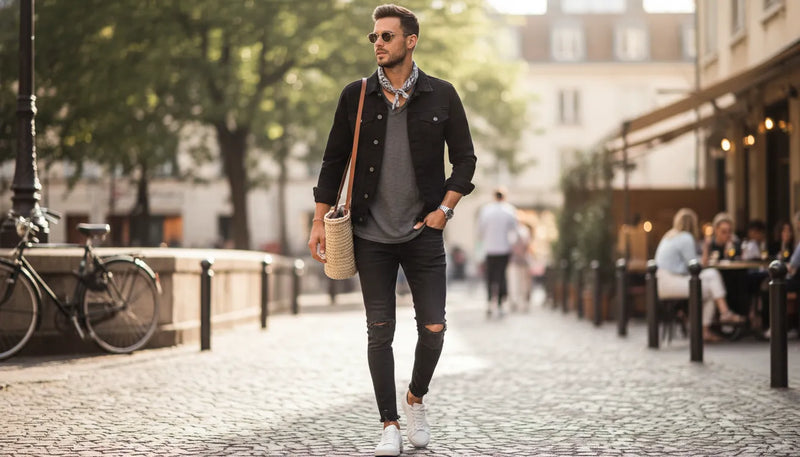 Porter le jean noir en été : idées de tenues pour homme