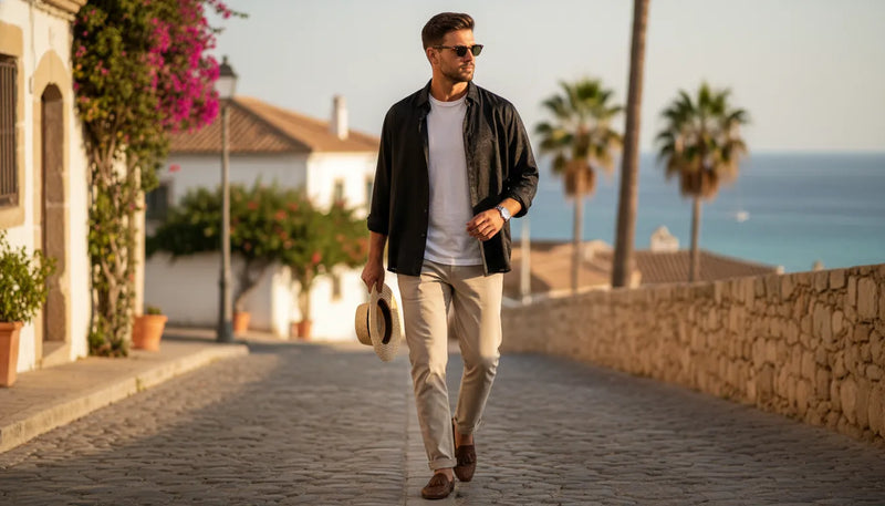 Porter une chemise noire en été : idées de tenues pour homme