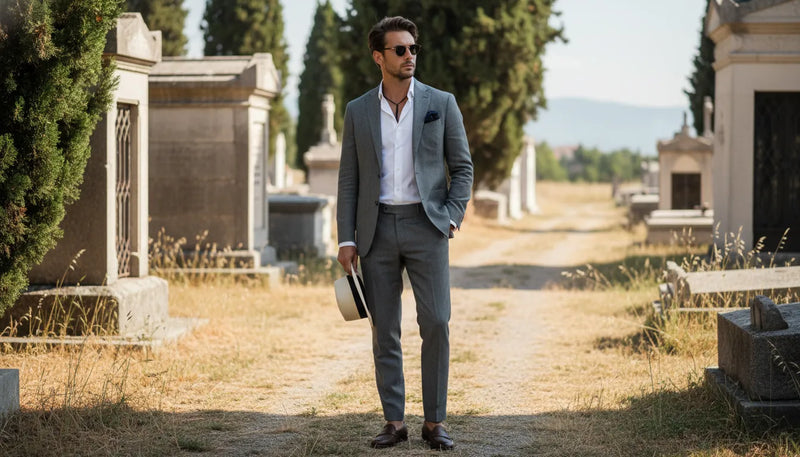 Tenue d'enterrement homme été : élégance et respect par forte chaleur