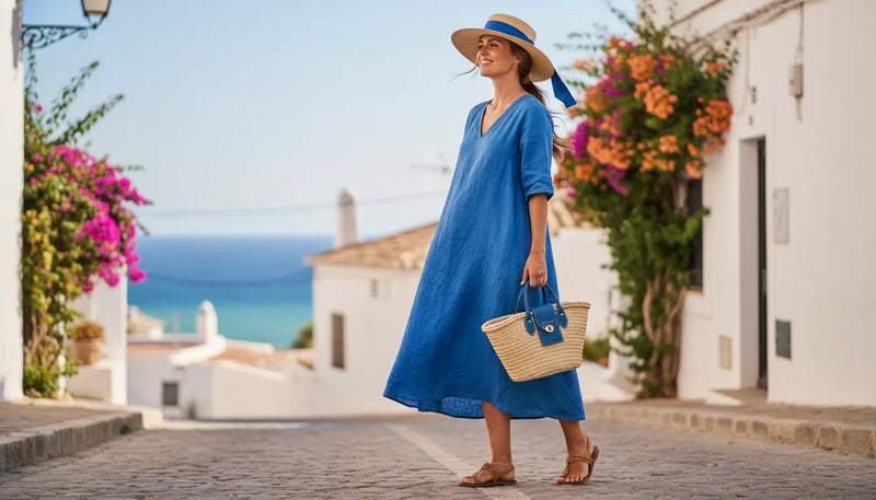Tenue d'été bleue pour femme : l'élégance solaire au quotidien