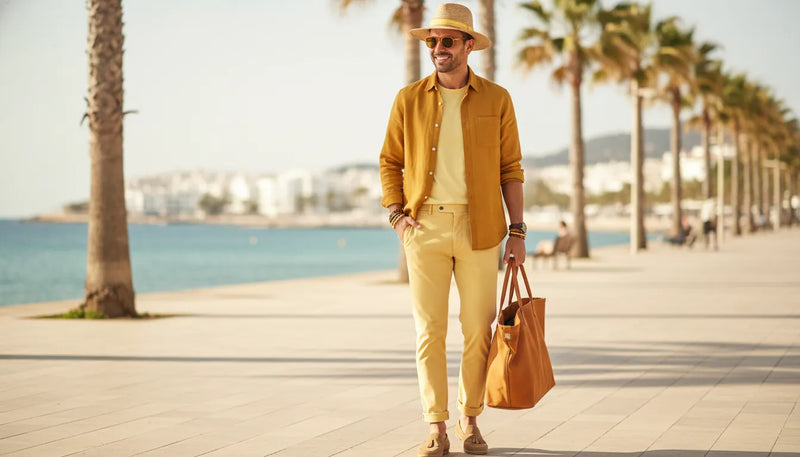 Tenue d'été jaune pour homme : bien porter la couleur solaire