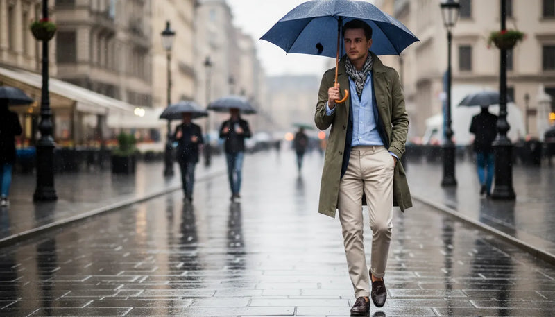 Tenue d'été pour homme par temps de pluie : l'art de rester élégant