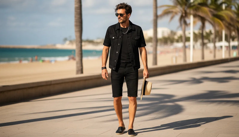 Tenue de jean noir pour homme en été : l'art du style solaire