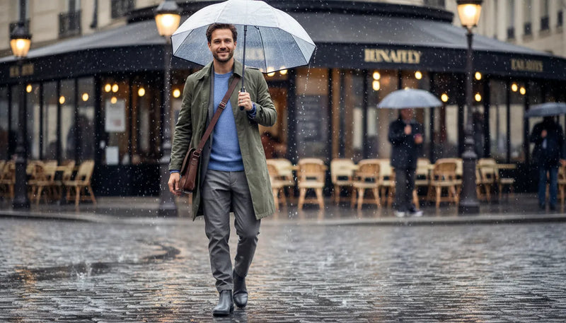 Tenue de pluie été homme : rester élégant sous l'averse