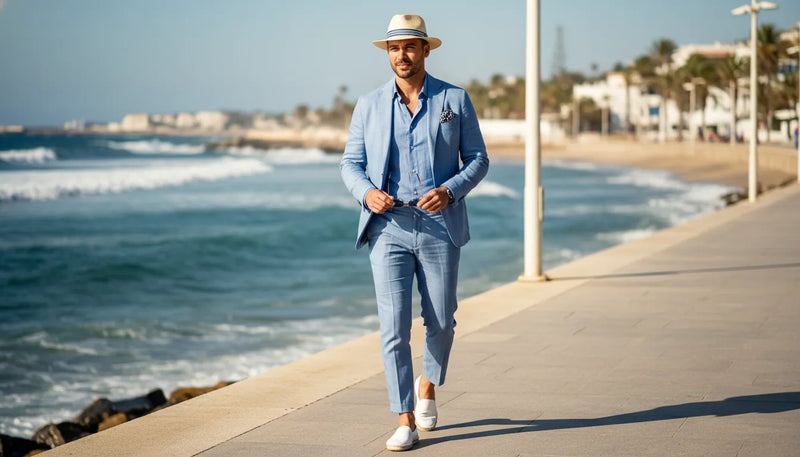 Tenues d'été bleues pour homme : l'élégance solaire