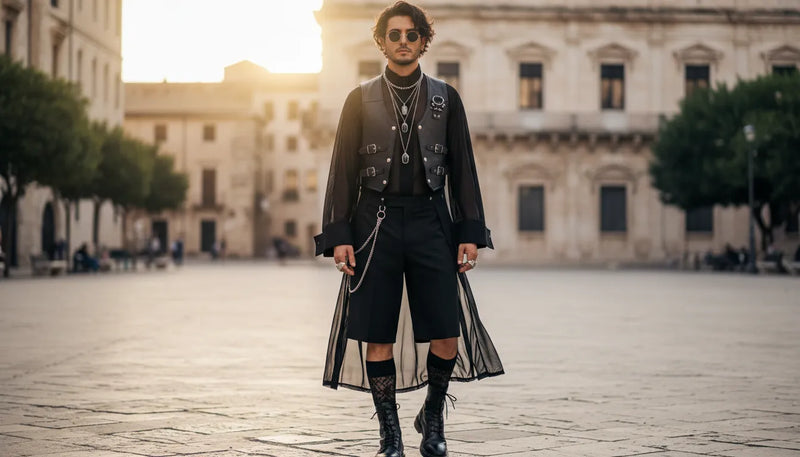 Tenues gothiques d'été pour homme : l'art du noir sous le soleil