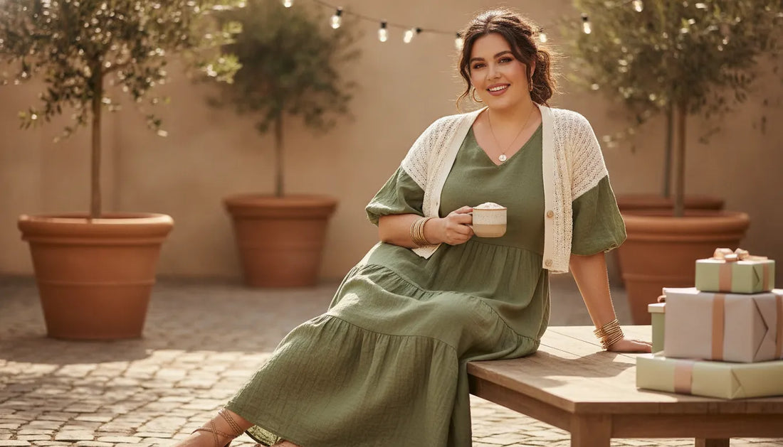 Une tenue d'anniversaire décontractée pour femme grande taille