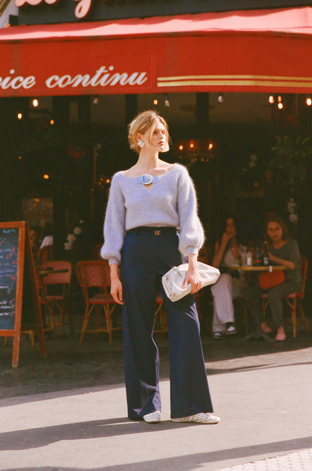 Belt Buckle Mohair and Wool Jumper - Lilac Blue
