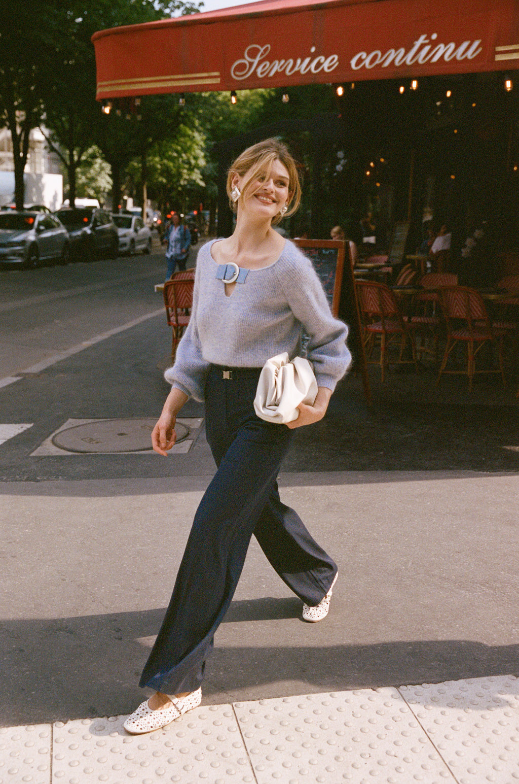 Belt Buckle Mohair and Wool Jumper - Lilac Blue