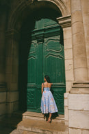 Robe Midi À Lacets Et À Imprimé Fleuri - Bleu