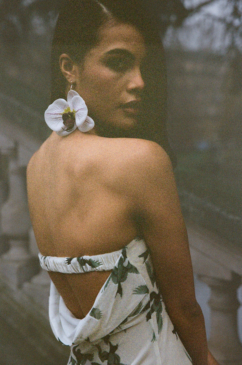 Robe Bustier En Velours Dévoré À Drapé - Oiseaux