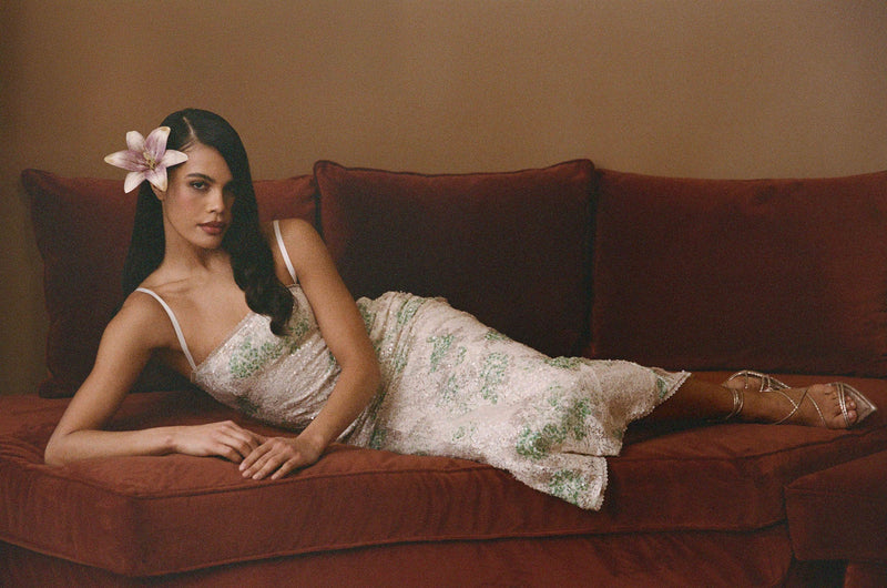 Robe À Sequins Et À Imprimé - Feuilles