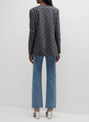 Collarless Slim Jacket - Grey Melange - Femme