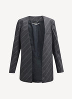 Collarless Slim Jacket - Grey Melange - Femme