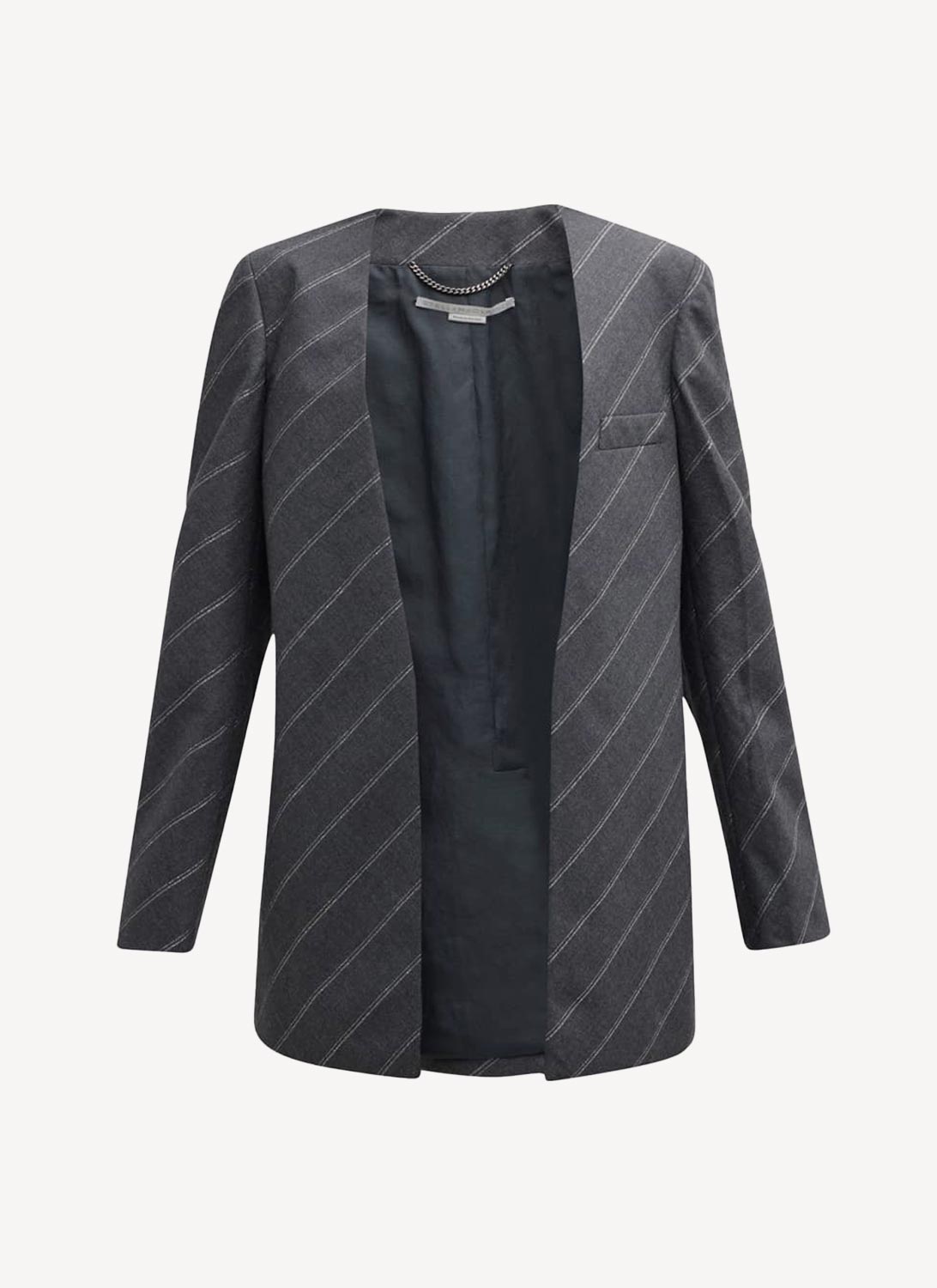 Collarless Slim Jacket - Grey Melange - Femme