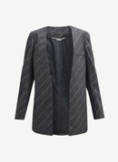 Collarless Slim Jacket - Grey Melange - Femme