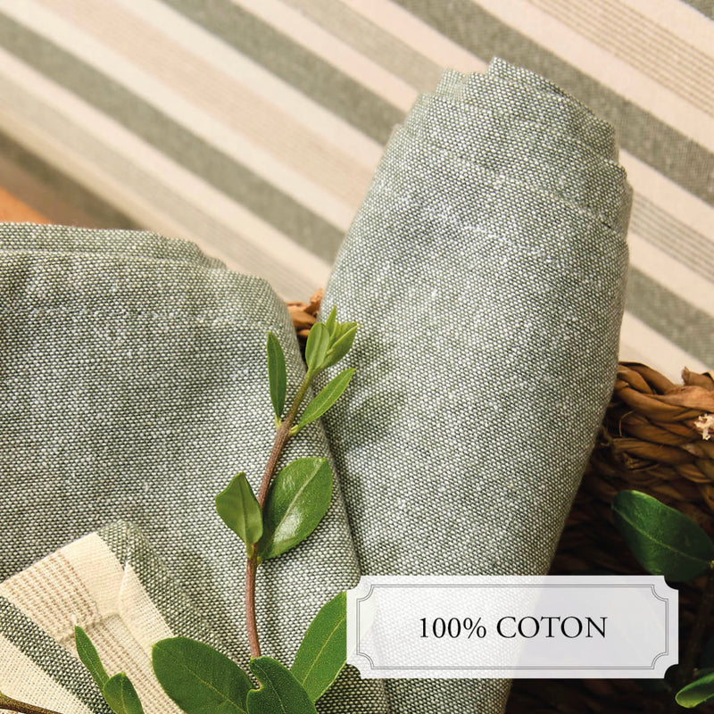 Set De 6 Serviettes - Chambray - Vert Foncé