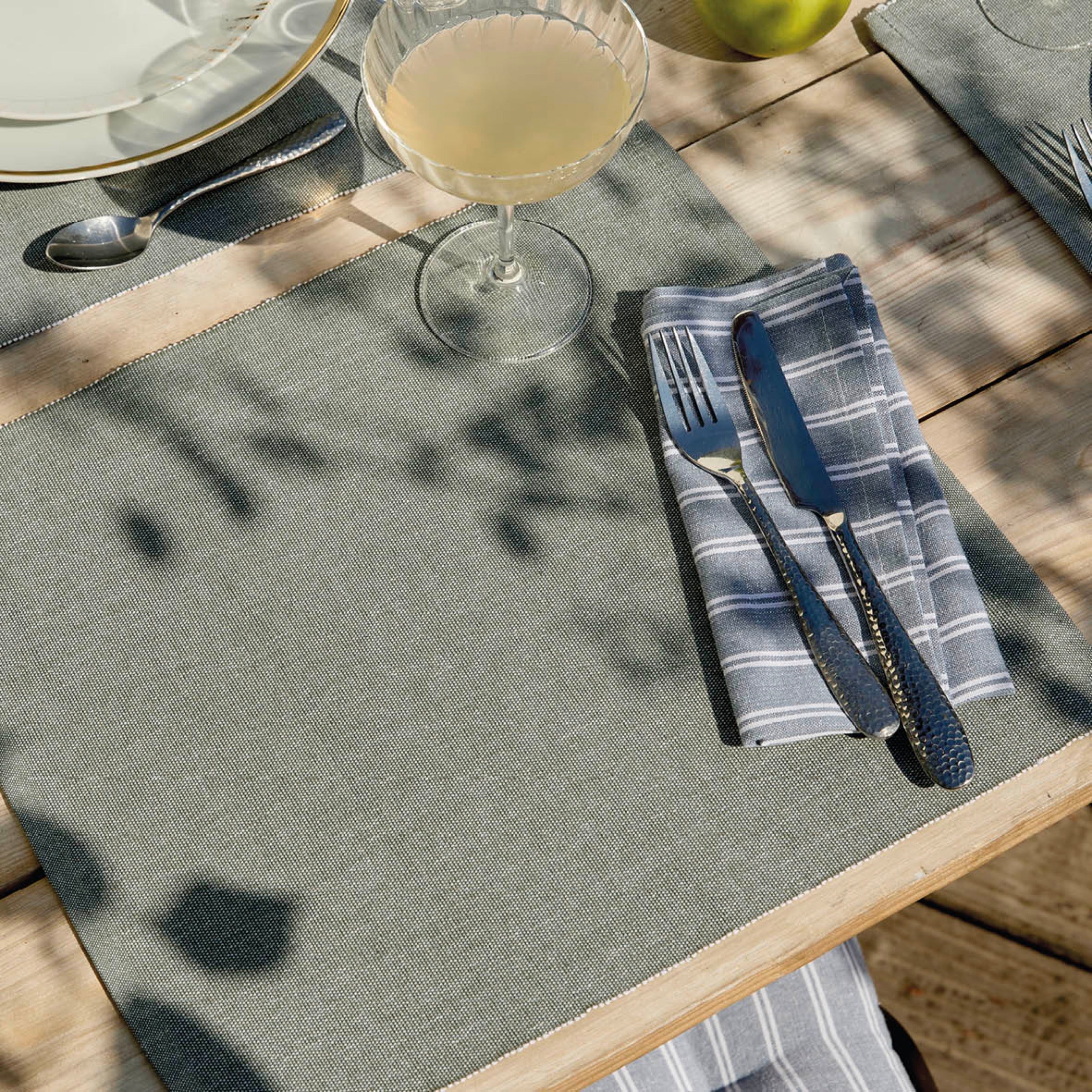 Juego de 4 manteles individuales - Chambray - Verde oscuro