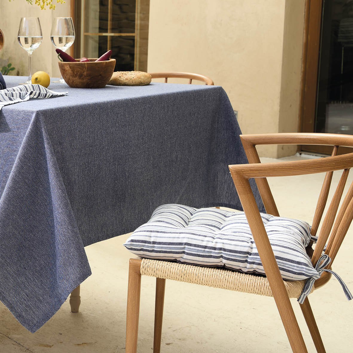 Sauter - Cuscino Per Sedia - Nina - 100% Cotone - Blu
