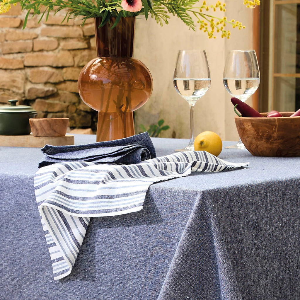 Sauter - Serviette De Table - Chambray Blue 6 X - 100% Coton - Bleu Foncé