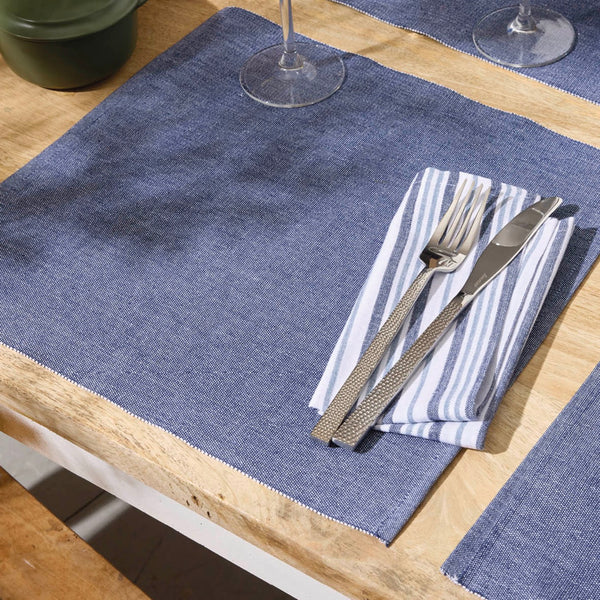 Set of 4 Placemats - Chambray - Dark Blue