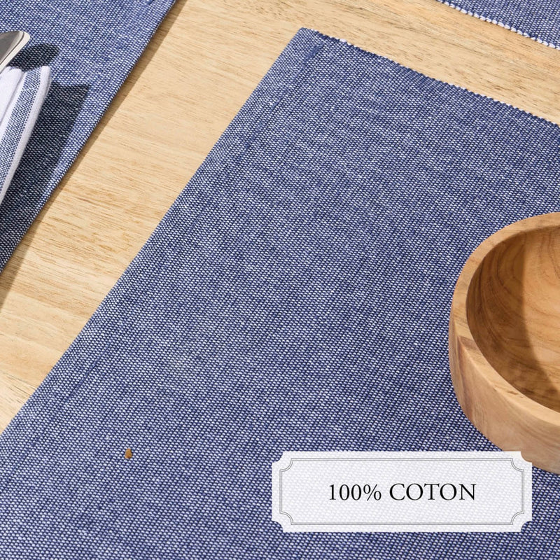 Ensemble De 4 Sets De Table - Chambray - Bleu Foncé