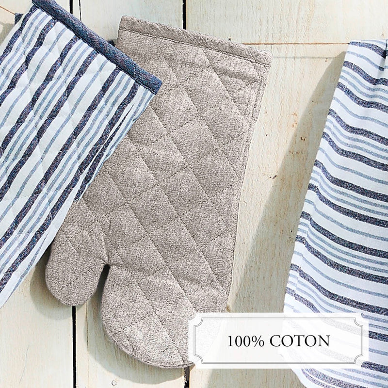 Ensemble Tablier, Gant De Cuisine & Manique - Chambray - Taupe