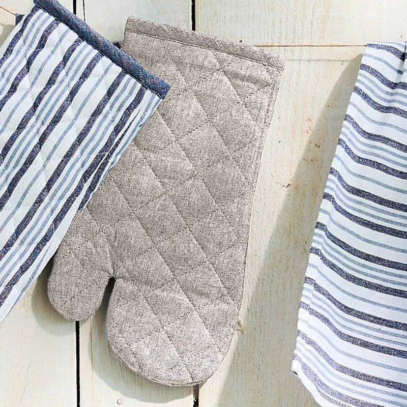 Ensemble Tablier, Gant De Cuisine & Manique - Chambray - Taupe