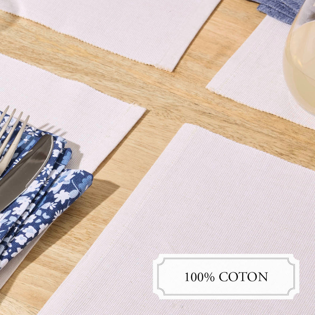 Juego de 4 manteles individuales - Chambray - Blanco roto