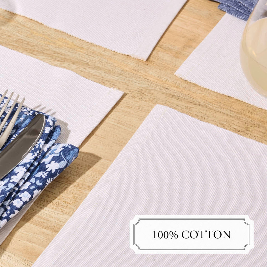 Juego de 4 manteles individuales - Chambray - Blanco roto
