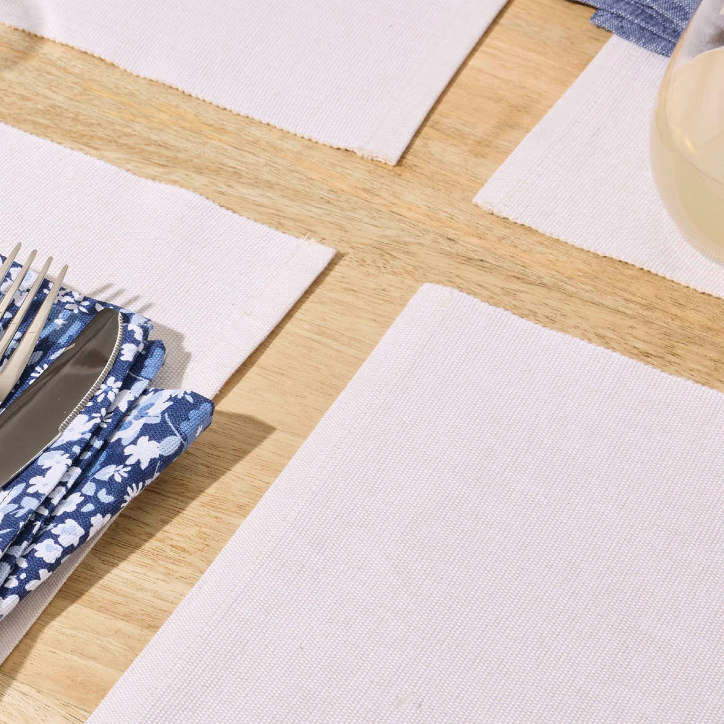 Juego de 4 manteles individuales - Chambray - Blanco roto