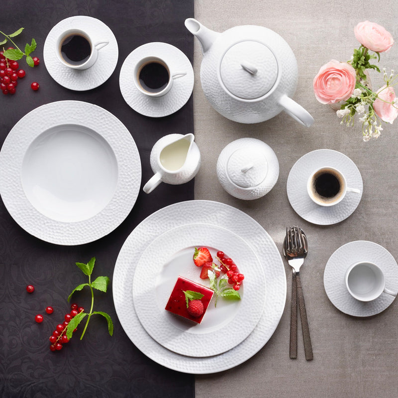 Service De Table - Martelé - Blanc
