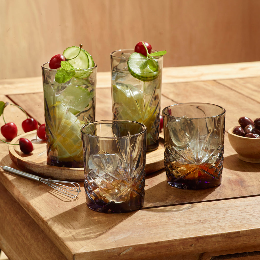 Art Culinaire - Juego De 4 Vasos Bajos - Spirit Dia - Vidrio - Gris Ahumado