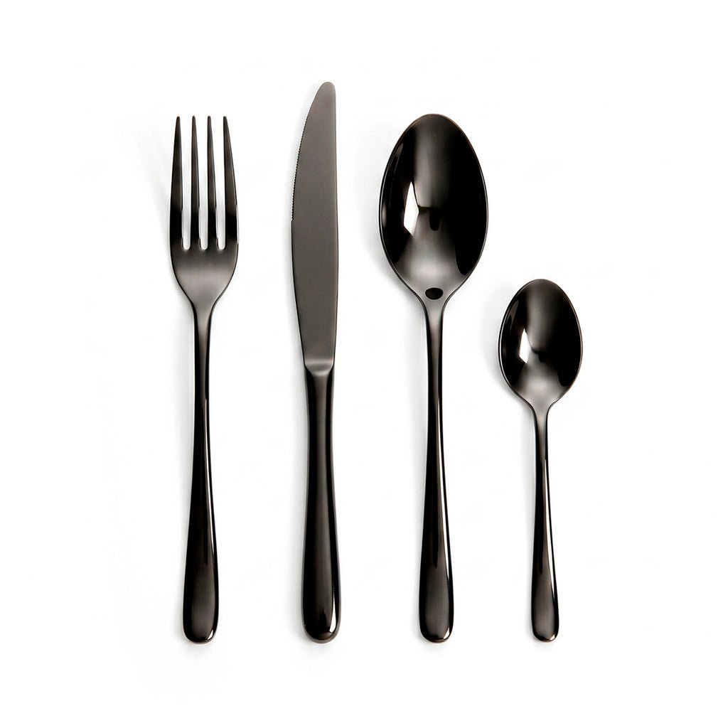 Coffret de Couverts - Aura 24 Pièces - Acier Inoxydable 18/10 - Noir