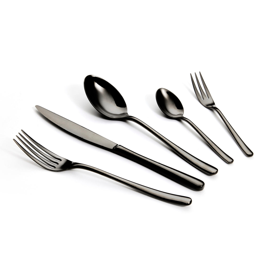 Coffret de Couverts - Aura 30 Pièces - Acier Inoxydable 18/10 - Noir
