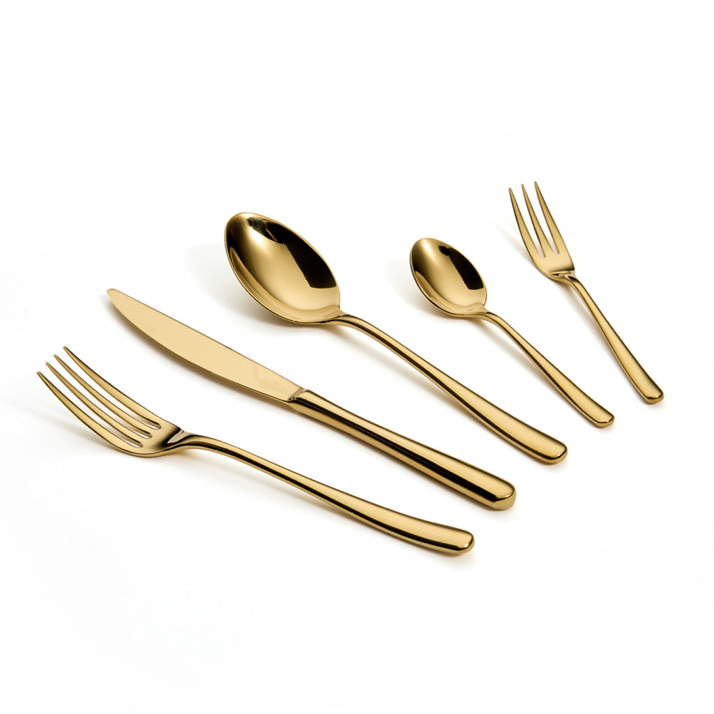 Coffret de Couverts - Aura 30 Pièces - Acier Inoxydable 18/10 - Doré