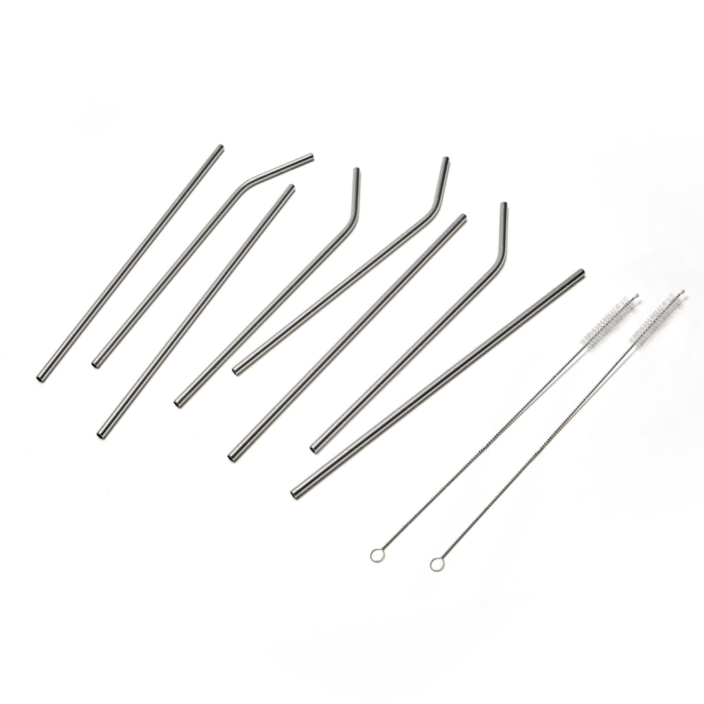 Art Culinaire - Set Di 8 Cannucce + Scovolino - Solid Dia - Acciaio Inossidabile 18/8 - Argento