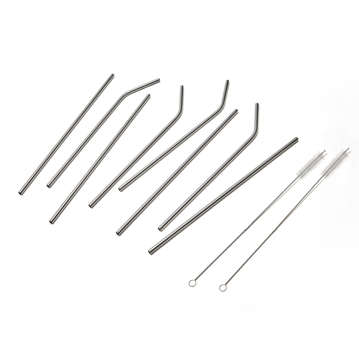 Art Culinaire - Set Di 8 Cannucce + Scovolino - Solid Dia - Acciaio Inossidabile 18/8 - Argento