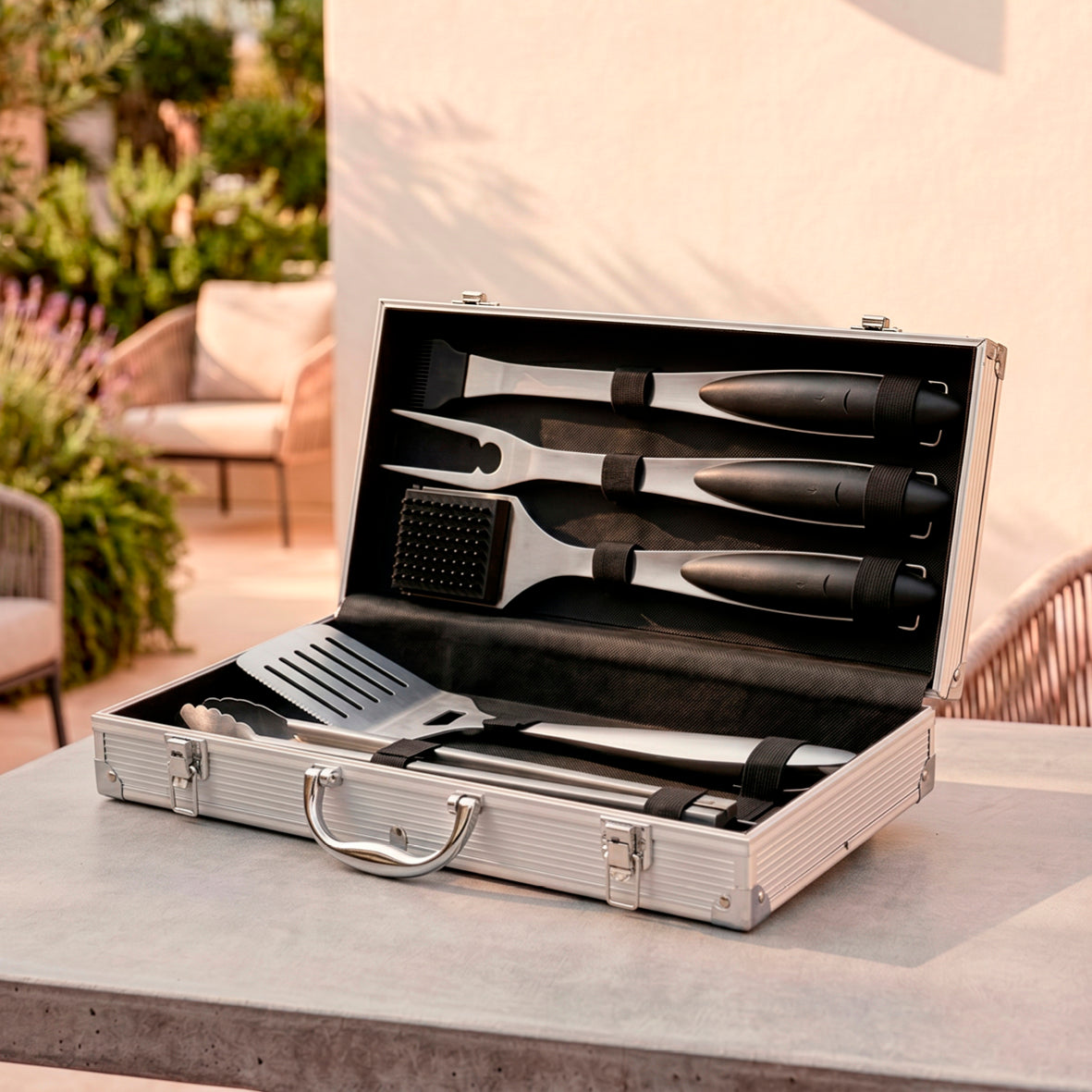 Art Culinaire - 6-teiliges Grillbesteck-Set - Grill - Edelstahl 430 - Silber