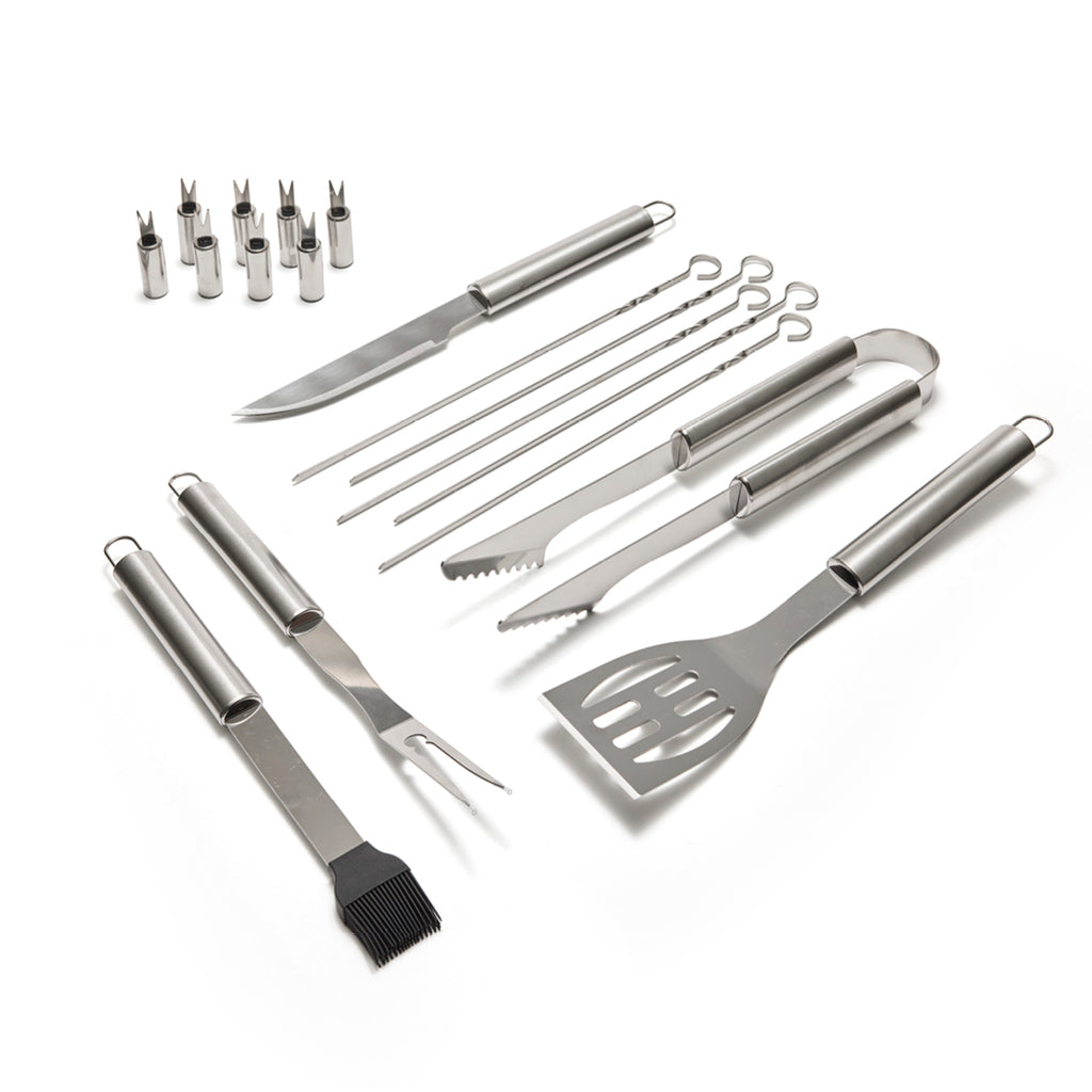 Art Culinaire - 19-Teiliges Grillbesteck-Set - Grill - Edelstahl 420 - Silber
