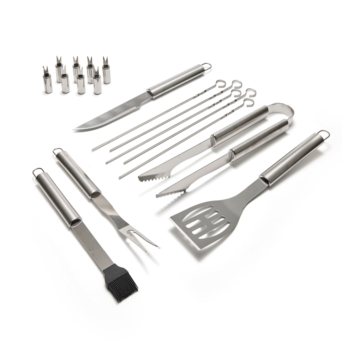 Art Culinaire - 19-Teiliges Grillbesteck-Set - Grill - Edelstahl 420 - Silber