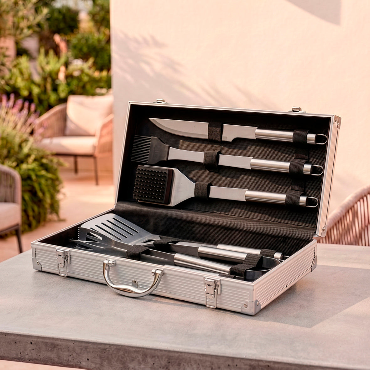 Art Culinaire - 7-Piece Barbecue Tool Set - Grill - 420 Stainless Steel - Silver