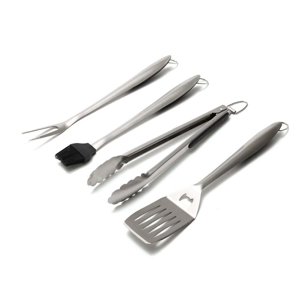 Art Culinaire - Set Di Utensili Da Barbecue 4 Pezzi - Grill - Acciaio Inossidabile - Argento