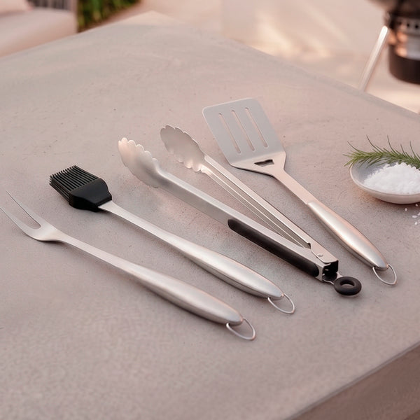 Art Culinaire - Set D'Ustensiles Pour Barbecue 4 Pièces - Grill - Acier Inoxydable - Argent